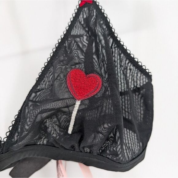 Victoria's Secret Black Bralette with Red Heart Details - Picture 2 of 6
